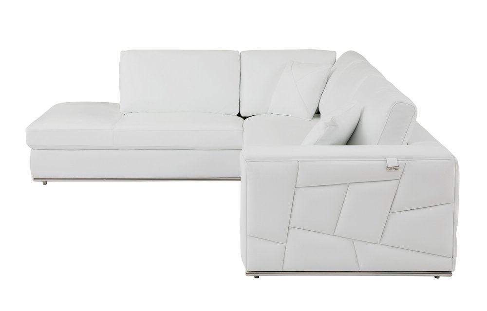 White Italian Leather Reclining L Shaped Two Piece Corner Sectional - SKU 482253