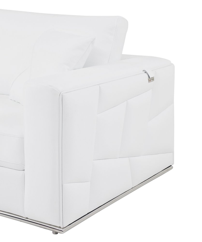 White Italian Leather Reclining L Shaped Two Piece Corner Sectional - SKU 482253 on a white background