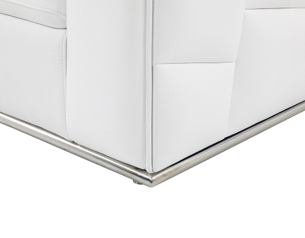 White Italian Leather Reclining L Shaped Two Piece Corner Sectional - SKU 482253 on a white background