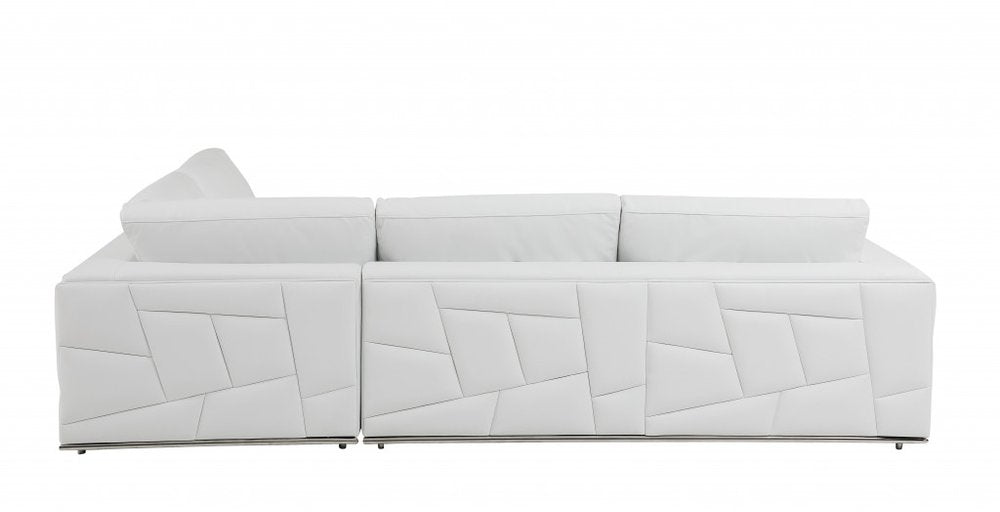 White Italian Leather Reclining L Shaped Two Piece Corner Sectional - SKU 482256 on a white background