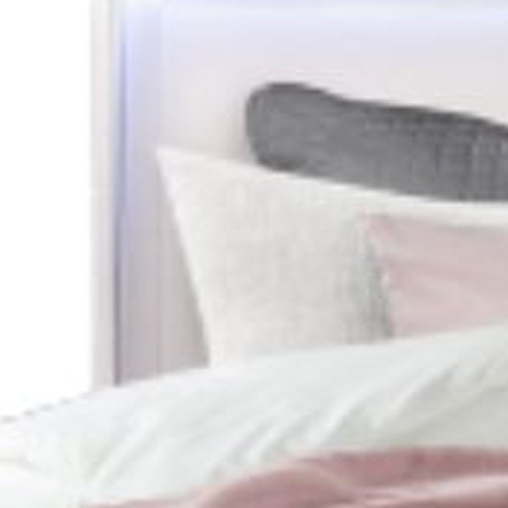 White Wood Lighted Full Bed Frame