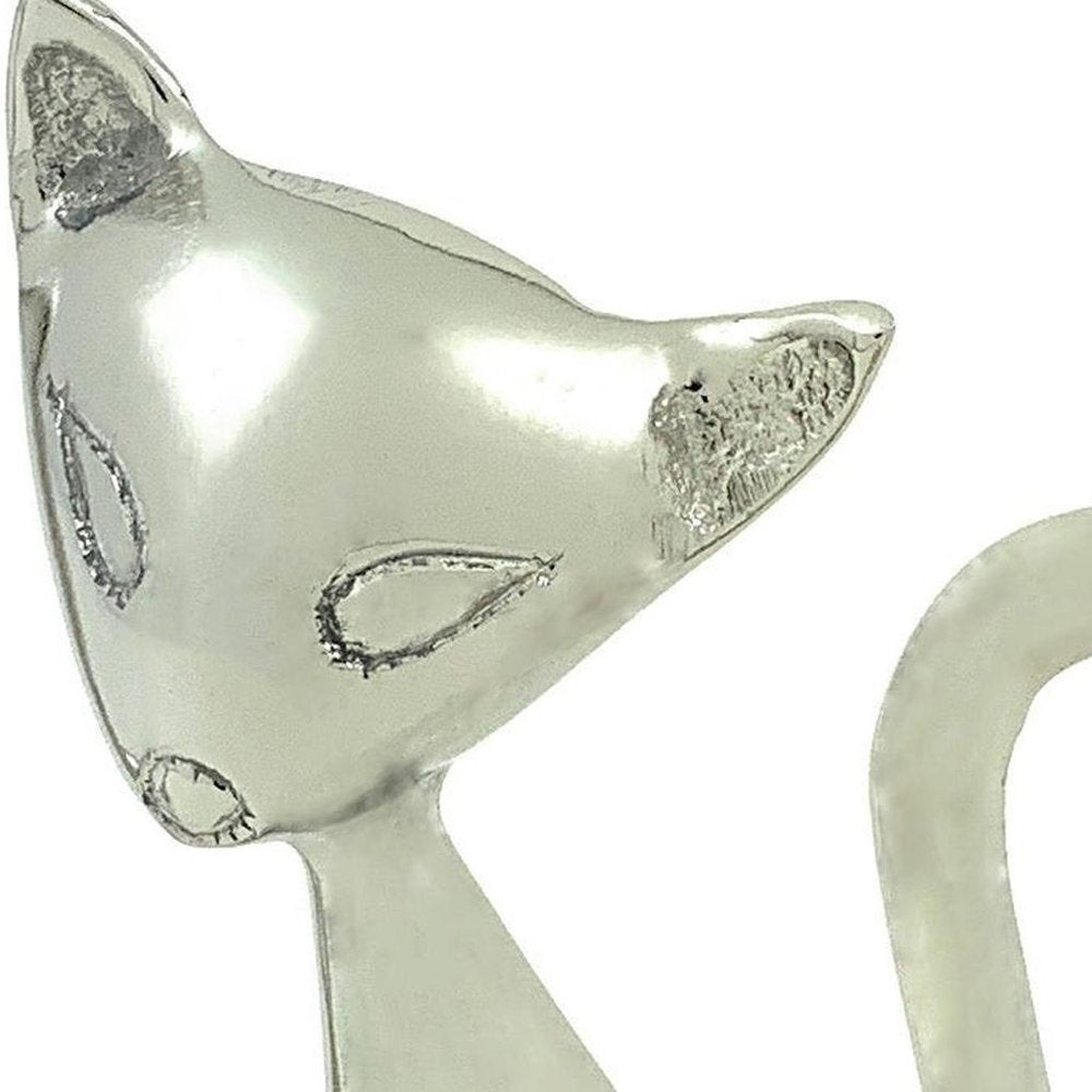 Set of Three Silver Metal Bird, Cat, Dog Tabletop Sculpture