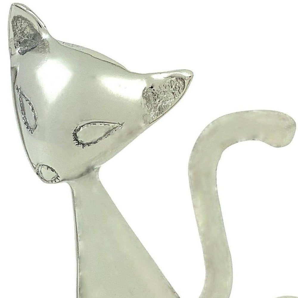 Set of Three Silver Metal Bird, Cat, Dog Tabletop Sculpture
