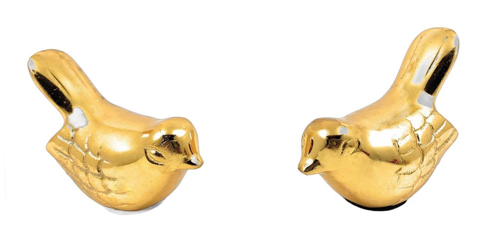Set of Two Gold Metal Bird Tabletop Sculpture - SKU 482402