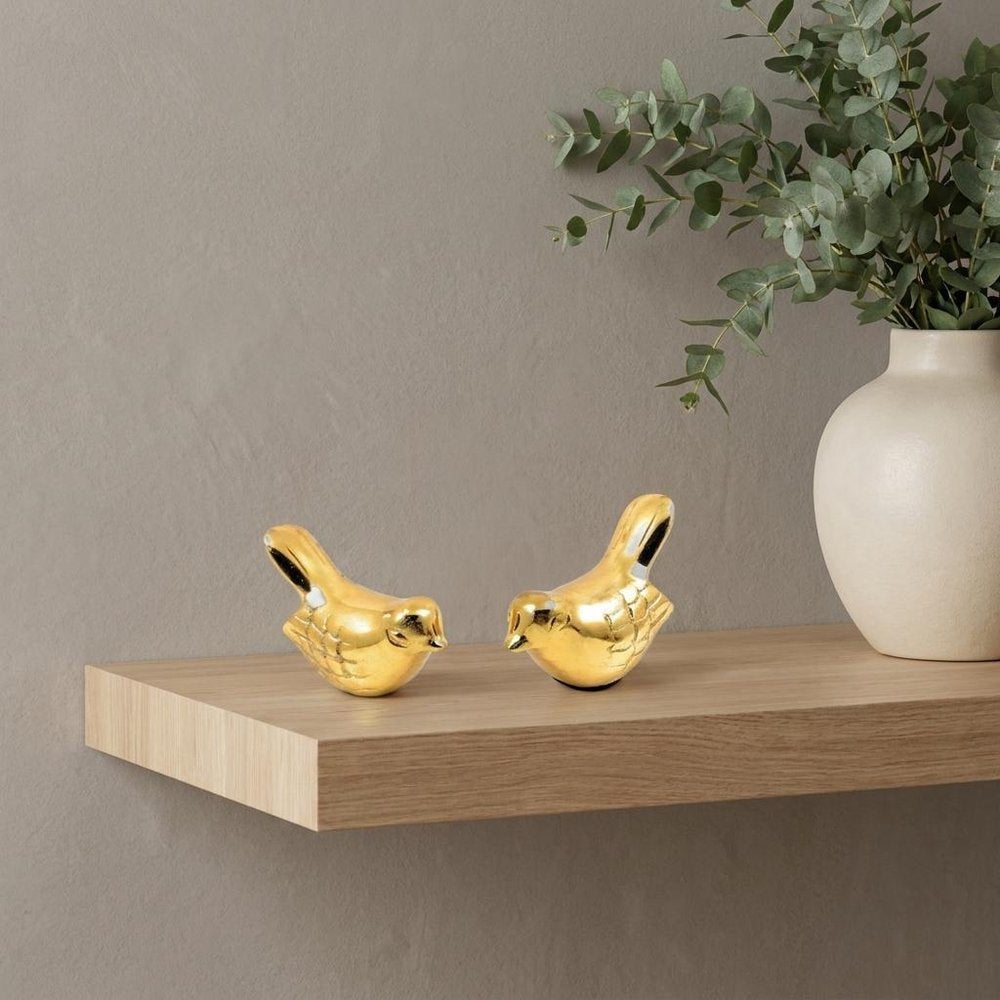 Set of Two Gold Metal Bird Tabletop Sculpture - SKU 482402