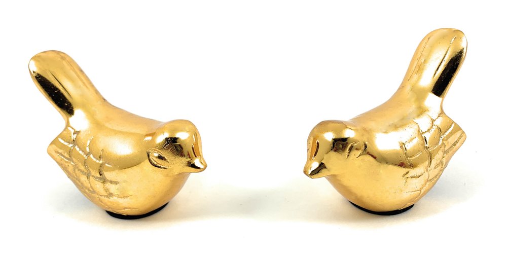 Set of Two Gold Metal Bird Tabletop Sculpture - SKU 482402