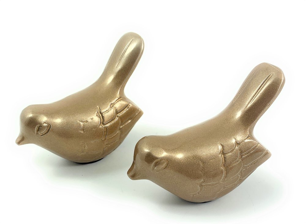 Set of Two Gold Metal Bird Tabletop Sculpture - SKU 482403