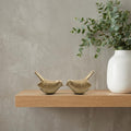 Set of Two Gold Metal Bird Tabletop Sculpture