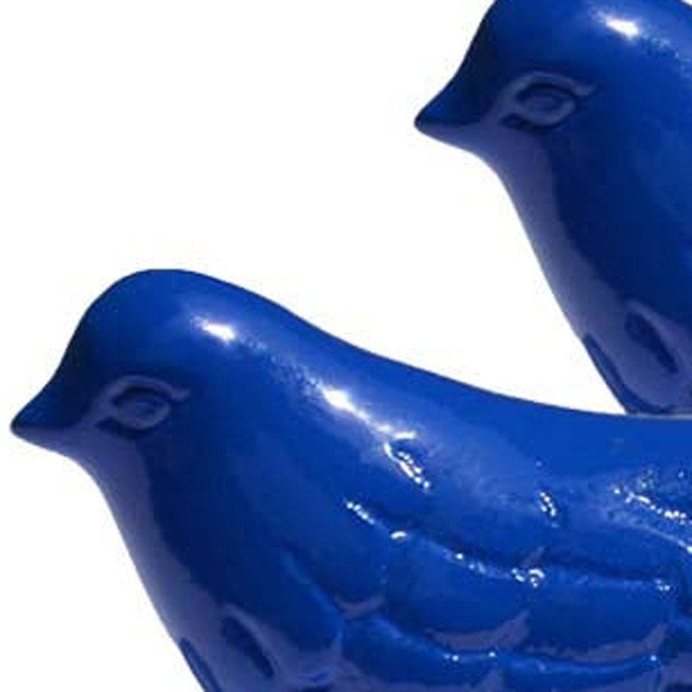 Set of Two Blue Metal Bird Tabletop Sculpture