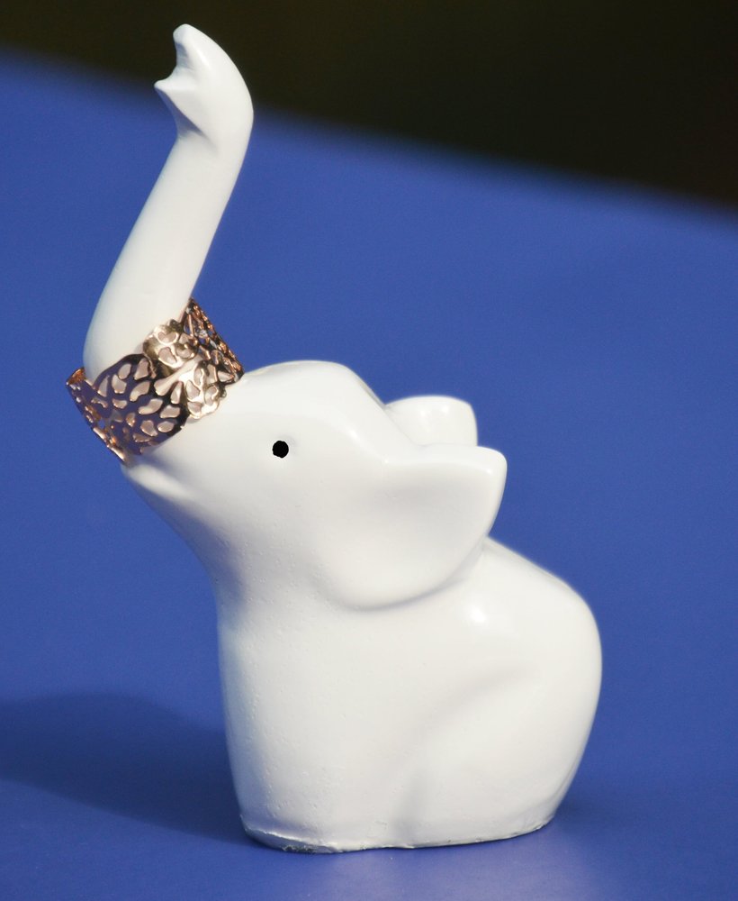 4" White Metal Elephant Tabletop Sculpture
