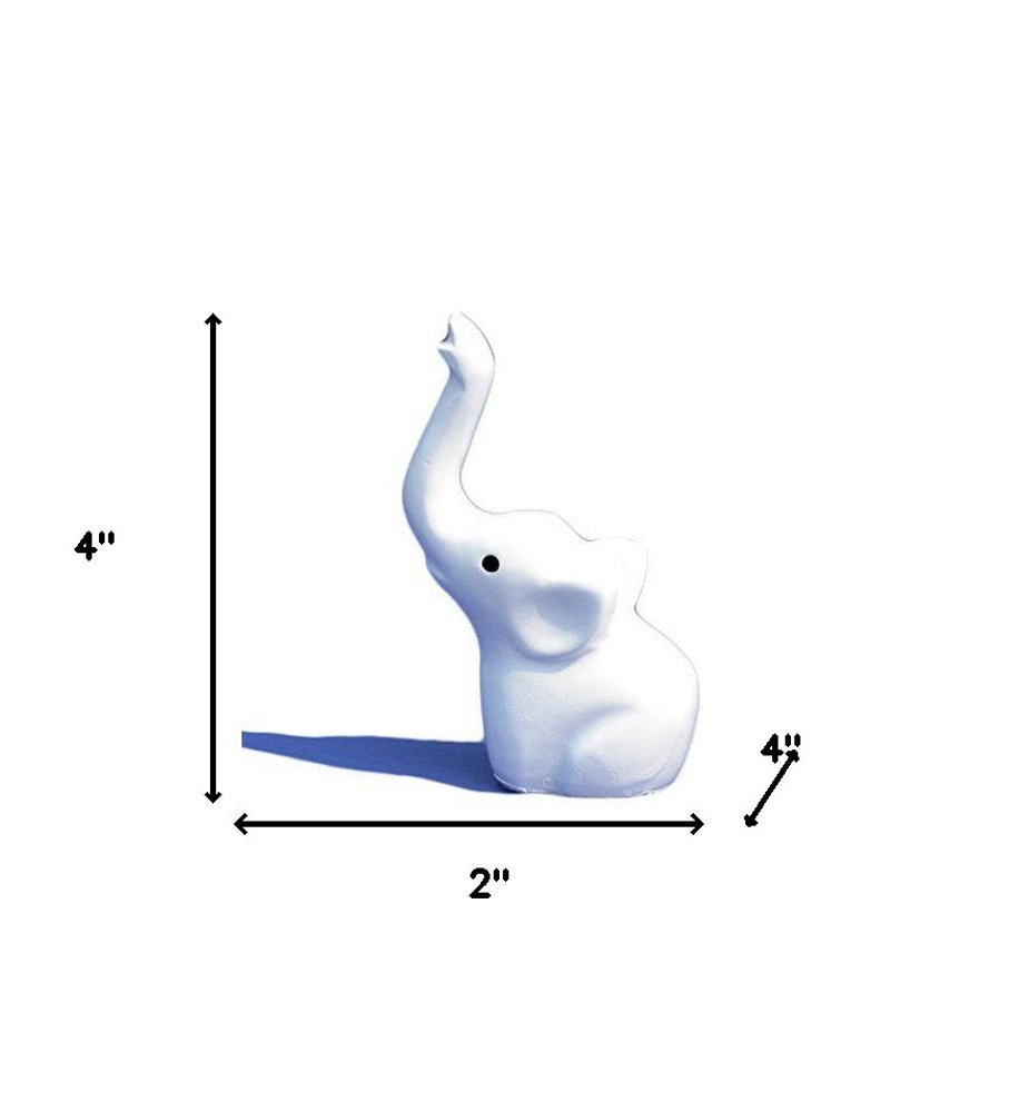4" White Metal Elephant Tabletop Sculpture