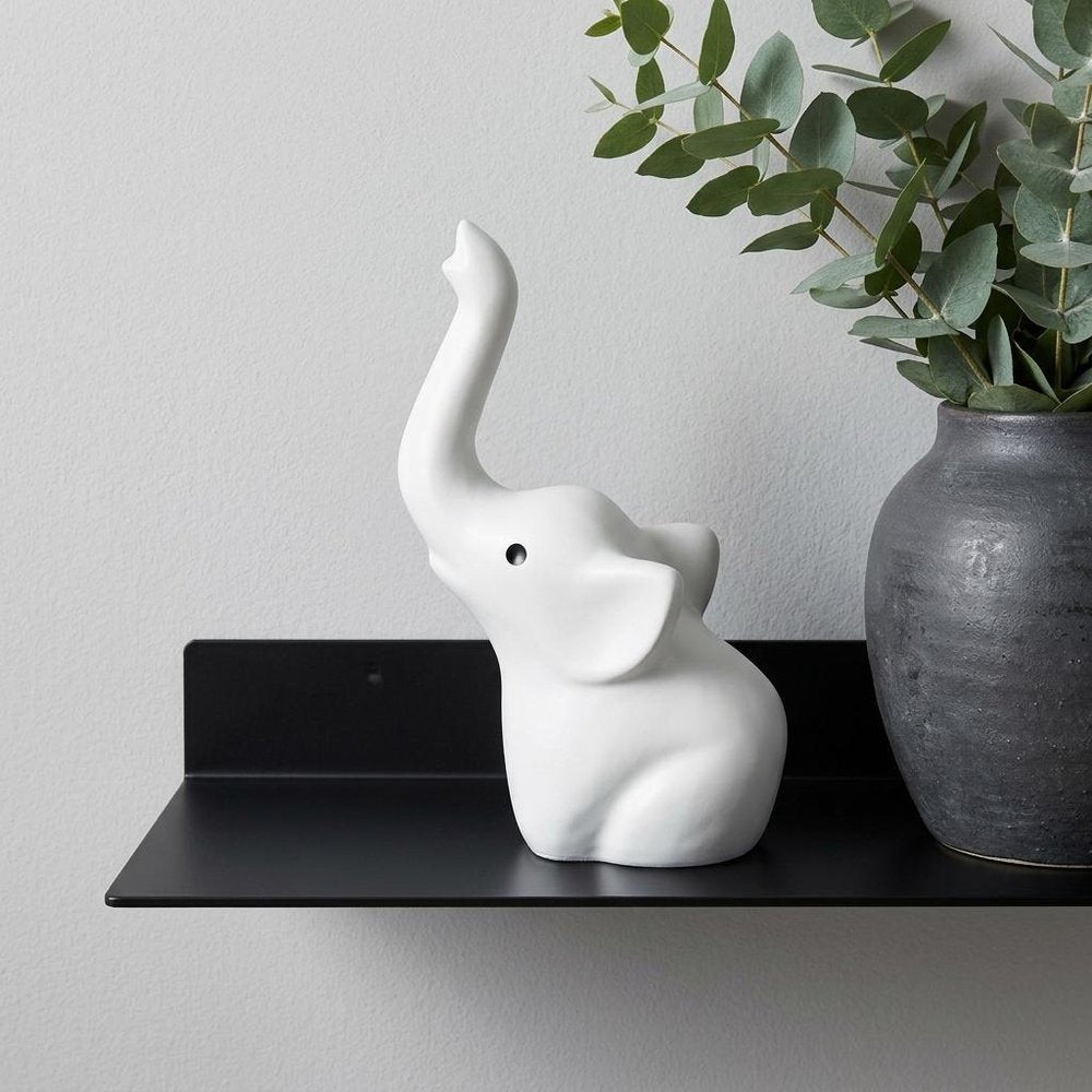 4" White Metal Elephant Tabletop Sculpture