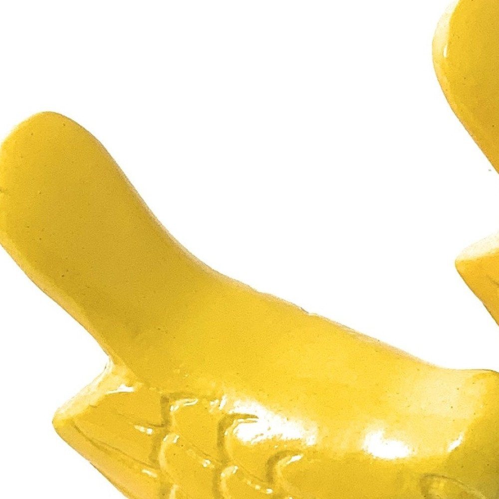 Set of Two Yellow Metal Bird Tabletop Sculpture