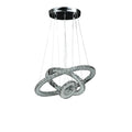 Silver Metal and Crystals LED Dimmable Chandelier on a white background