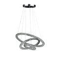 Silver Metal and Crystals LED Dimmable Chandelier on a white background