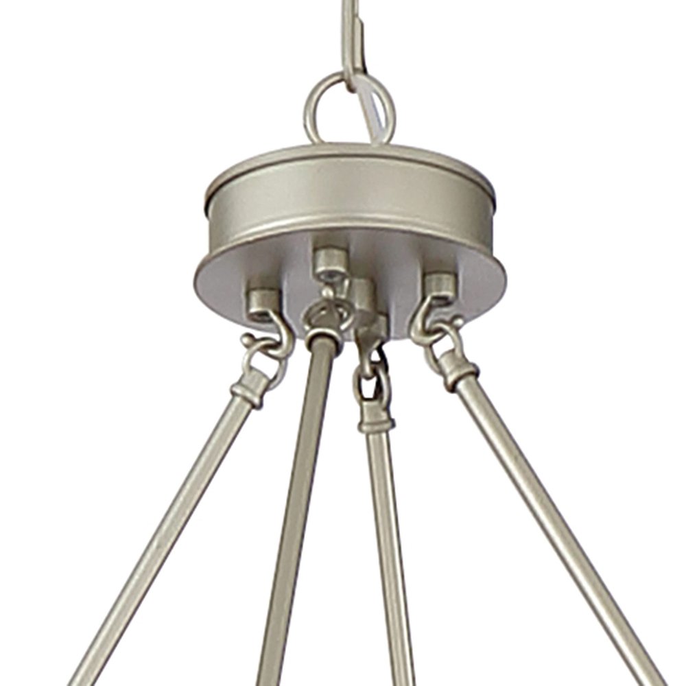 Silver Candle Style Twelve Light Metal Dimmable Chandelier on a white background