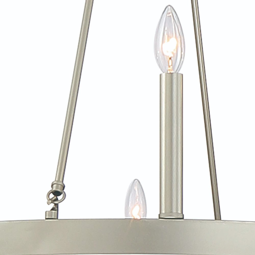Silver Candle Style Twelve Light Metal Dimmable Chandelier on a white background