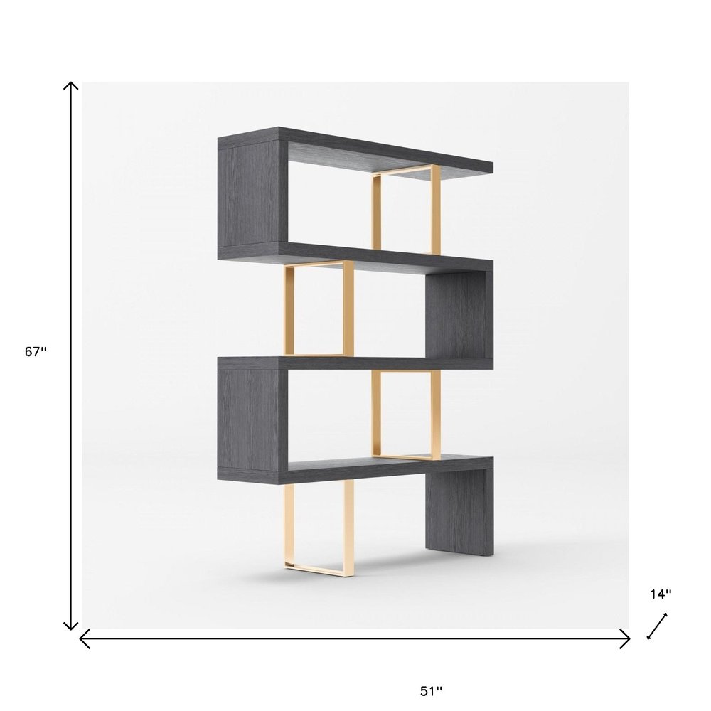 Gold And Gray Four Tier Bookcase on a white background
