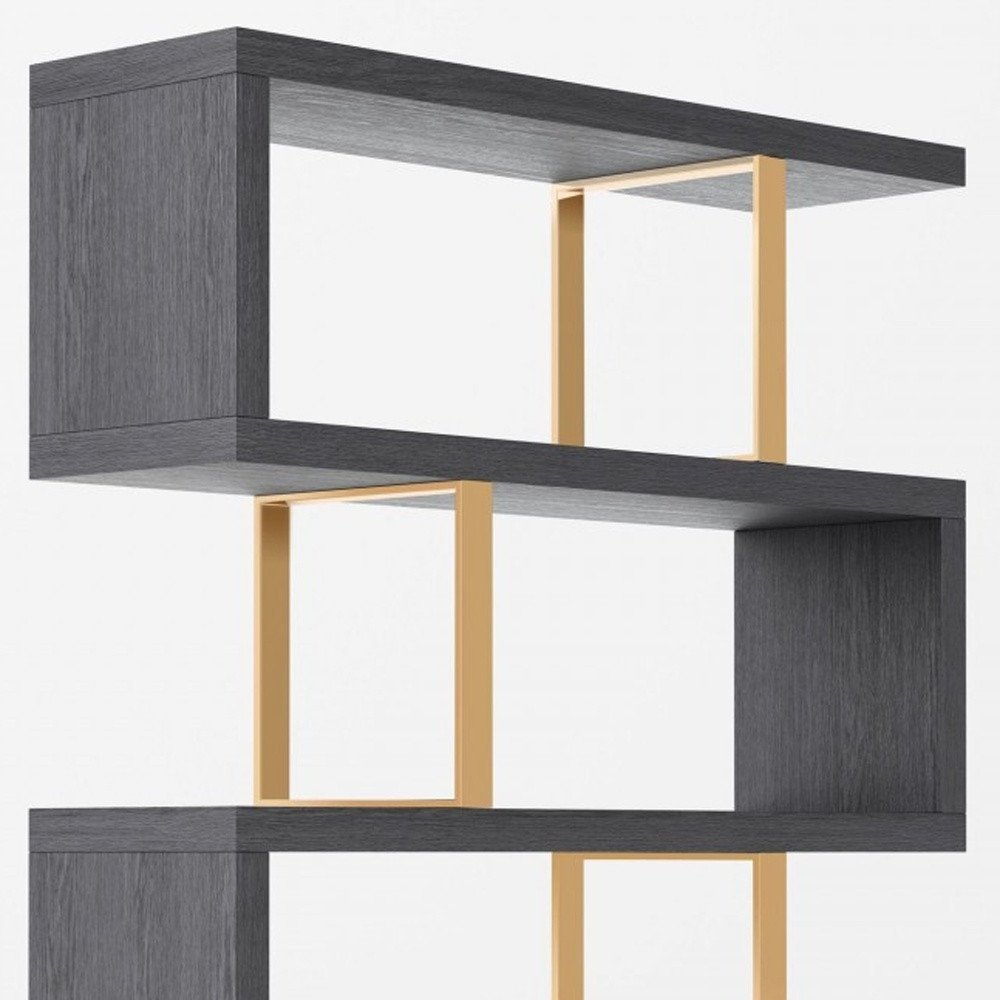 Gold And Gray Four Tier Bookcase on a white background