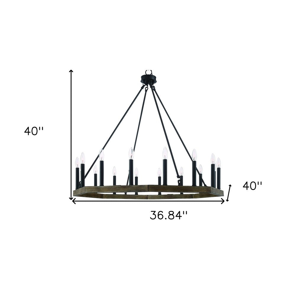 Brown And Black Candle Style Multi Light Metal Dimmable Chandelier on a white background