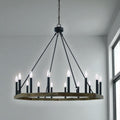 Brown And Black Candle Style Multi Light Metal Dimmable Chandelier
