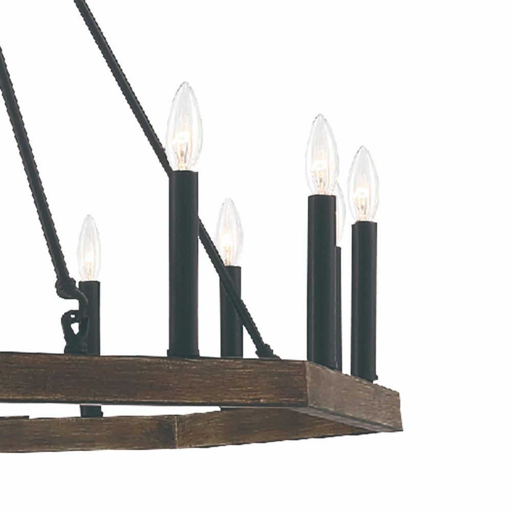 Brown And Black Candle Style Multi Light Metal Dimmable Chandelier on a white background