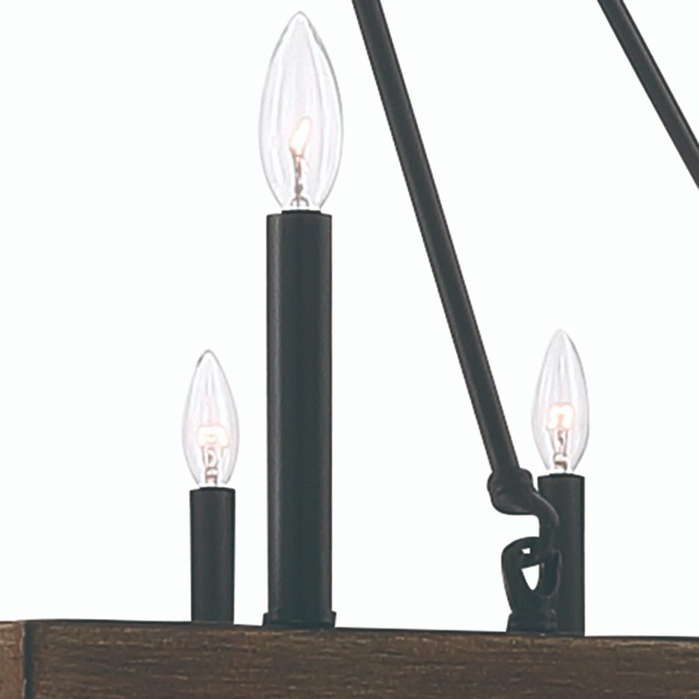 Brown And Black Candle Style Multi Light Metal Dimmable Chandelier on a white background