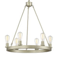 Silver Candle Style Six Light Metal Dimmable Chandelier