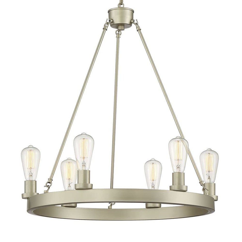 Silver Candle Style Six Light Metal Dimmable Chandelier