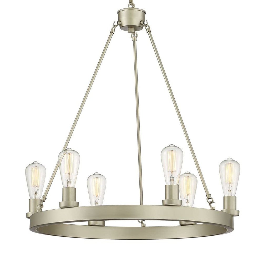 Silver Candle Style Six Light Metal Dimmable Chandelier