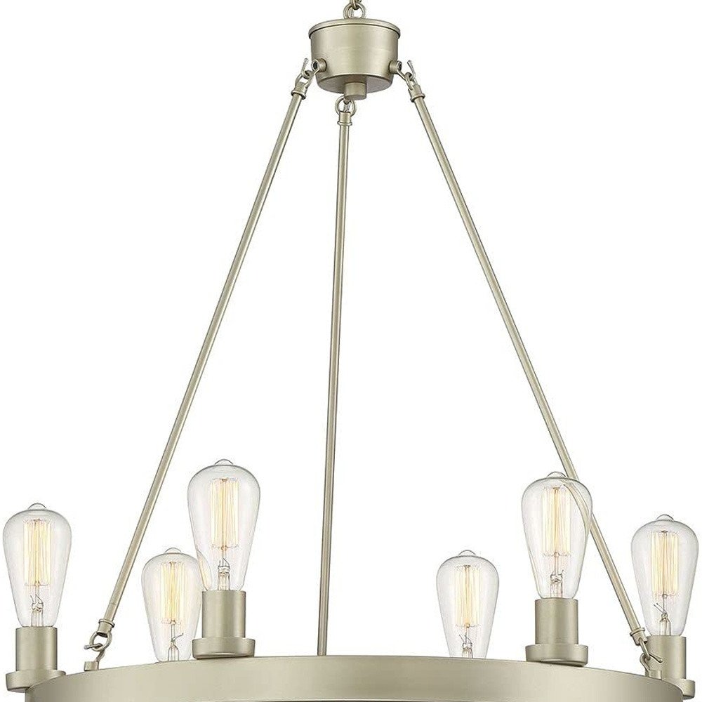 Silver Candle Style Six Light Metal Dimmable Chandelier