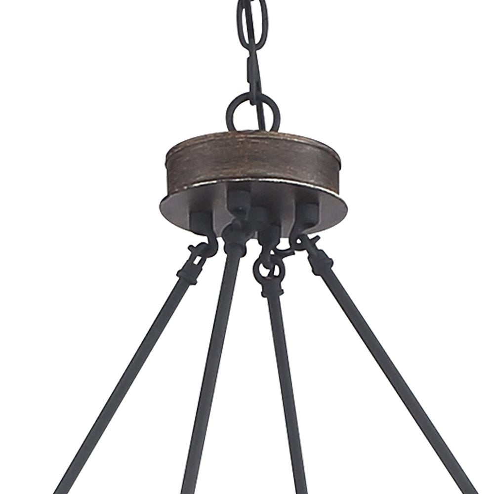 Brown And Black Candle Style Twelve Light Metal Dimmable Chandelier on a white background