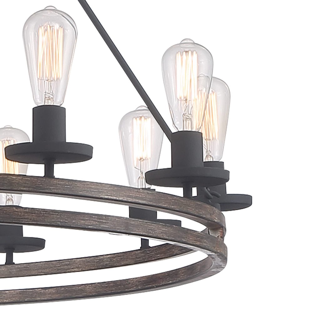 Brown And Black Candle Style Twelve Light Metal Dimmable Chandelier on a white background