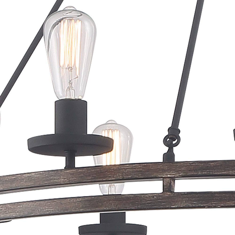 Brown And Black Candle Style Twelve Light Metal Dimmable Chandelier on a white background