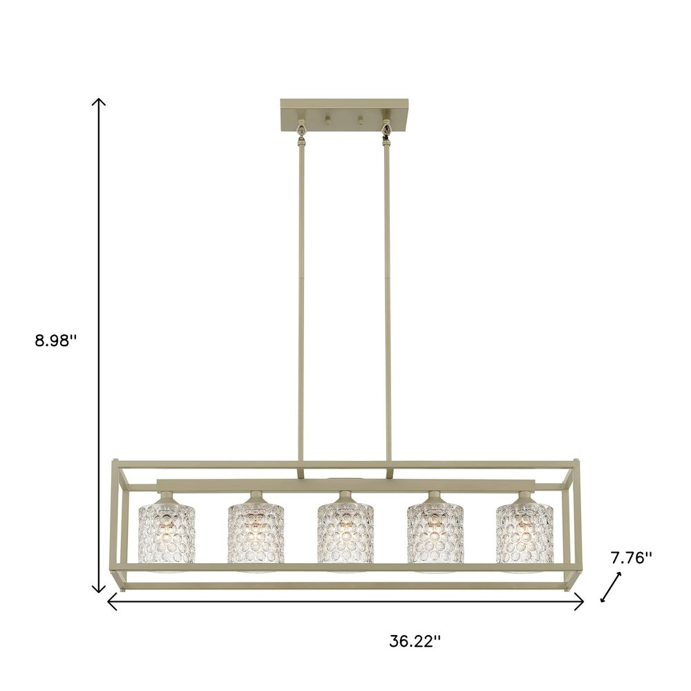Silver Kitchen Island Five Light Metal Dimmable Chandelier With Clear Shades on a white background
