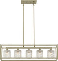 Silver Kitchen Island Five Light Metal Dimmable Chandelier With Clear Shades on a white background