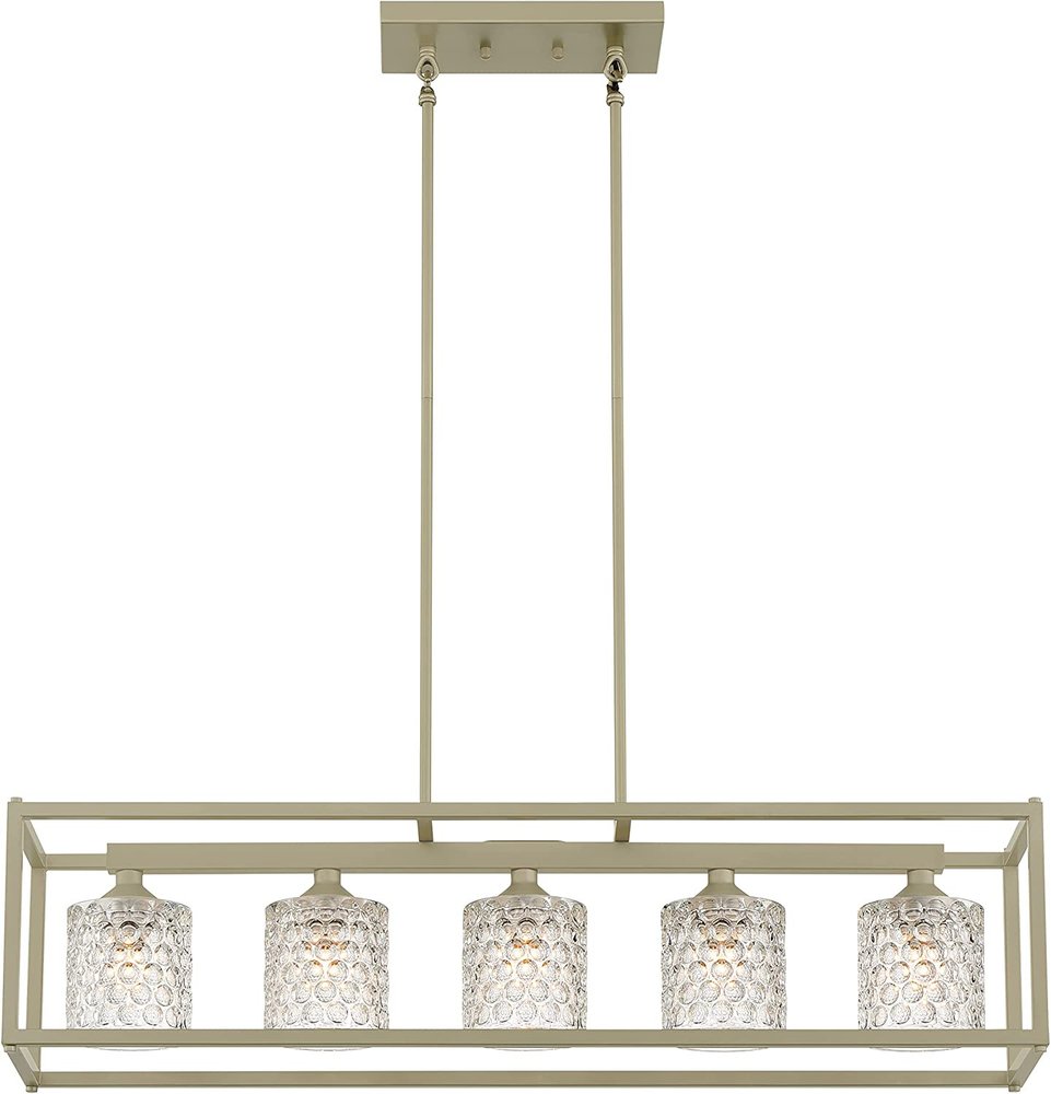 Silver Kitchen Island Five Light Metal Dimmable Chandelier With Clear Shades on a white background