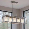 Clear Kitchen Island Five Light Metal Dimmable Chandelier With Clear Shades on a white background