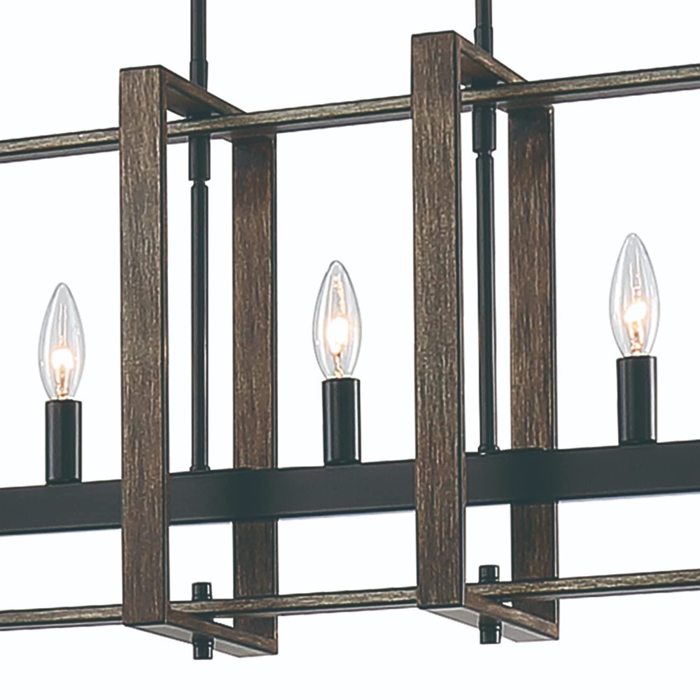 Brown And Black Kitchen Island Five Light Metal Dimmable Chandelier on a white background