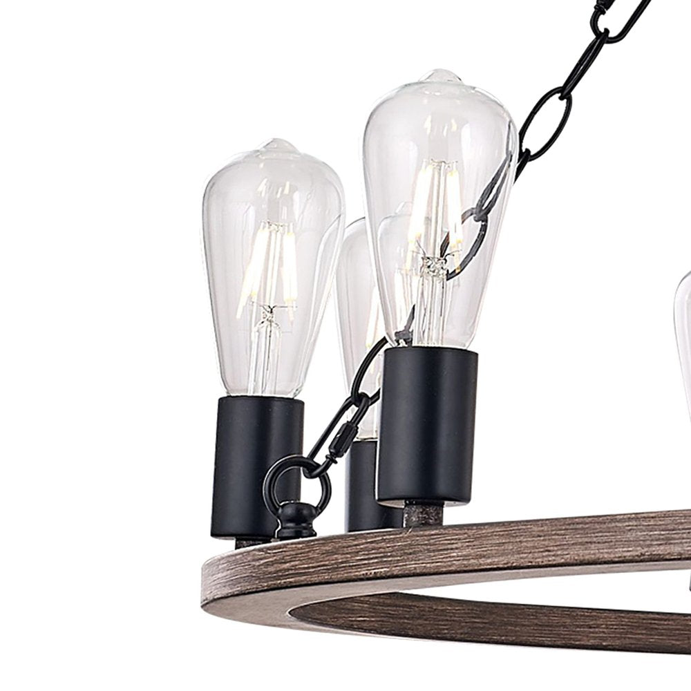 Brown And Black Candle Style Twelve Light Metal Dimmable Chandelier on a white background