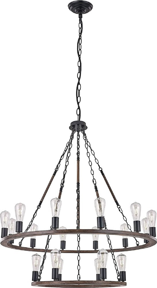 Brown And Black Candle Style Multi Light Metal Dimmable Chandelier on a white background
