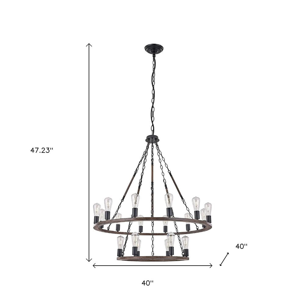 Brown And Black Candle Style Multi Light Metal Dimmable Chandelier on a white background