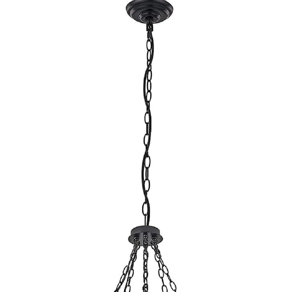 Brown And Black Candle Style Multi Light Metal Dimmable Chandelier on a white background