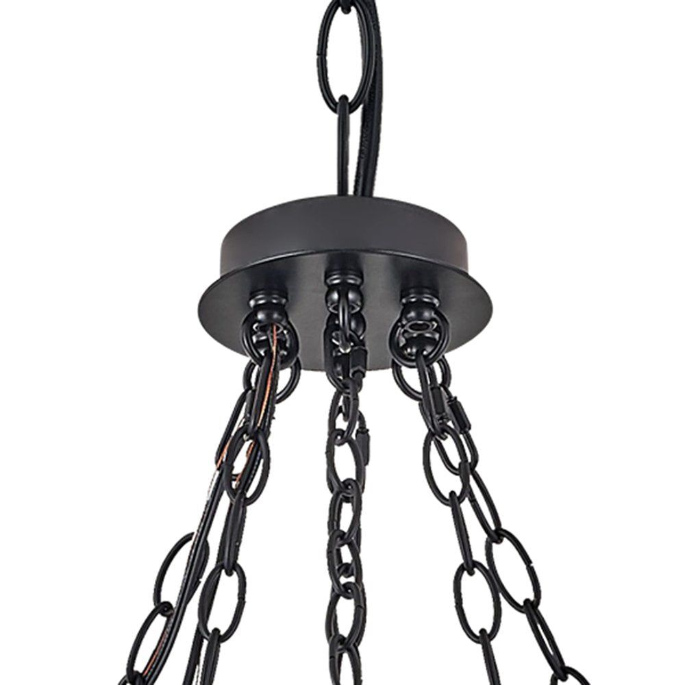 Brown And Black Candle Style Multi Light Metal Dimmable Chandelier on a white background