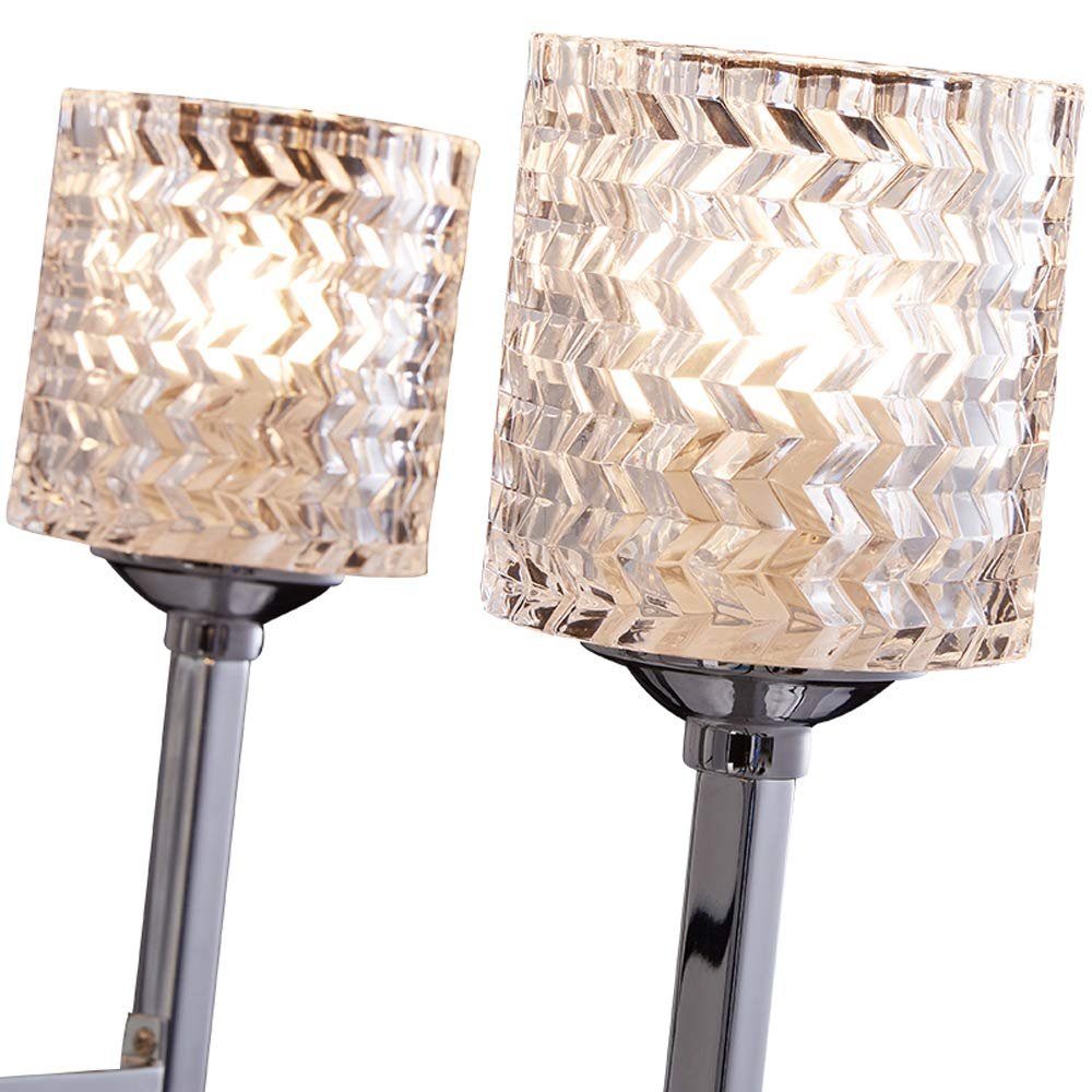 Silver Candle Style Six Light Metal Dimmable Chandelier With Clear Shades