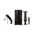 9" Black Plastic Wine Tool Set Refrigerator Safe on a white background