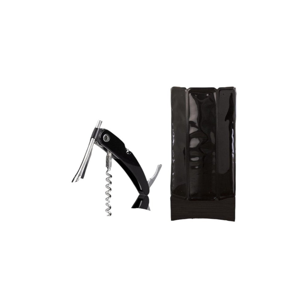 9" Black Plastic Wine Tool Set Refrigerator Safe