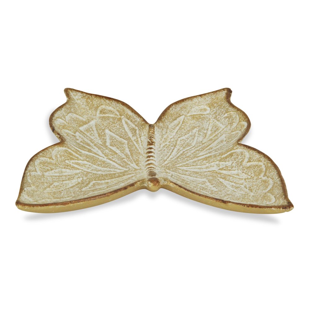 9" Gold Novelty Metal Handmade Tray on a white background