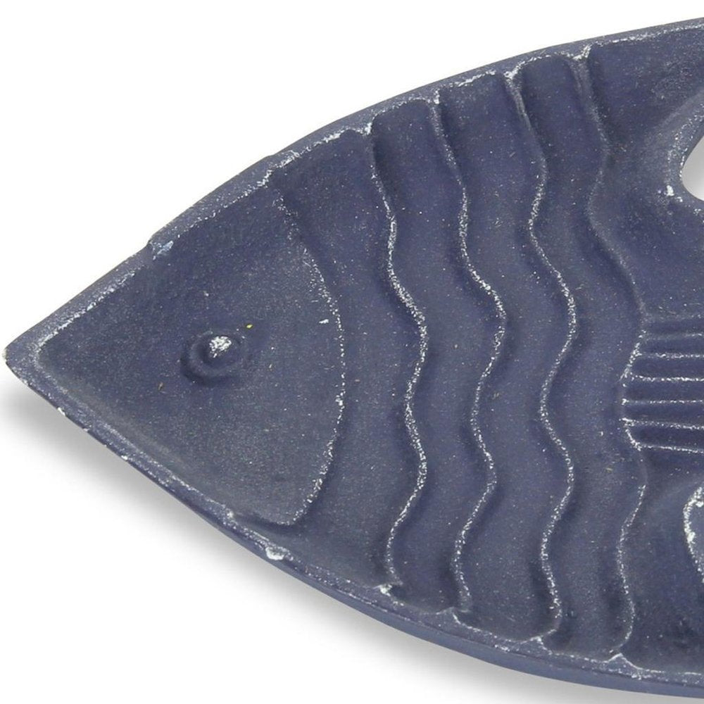 8" Blue Angel Fish Cast Iron Vanity Tray Tray on a white background