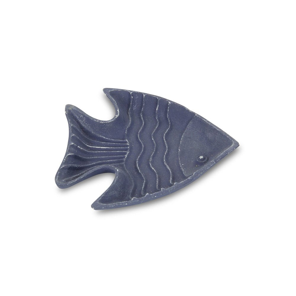 8" Blue Angel Fish Cast Iron Vanity Tray Tray on a white background